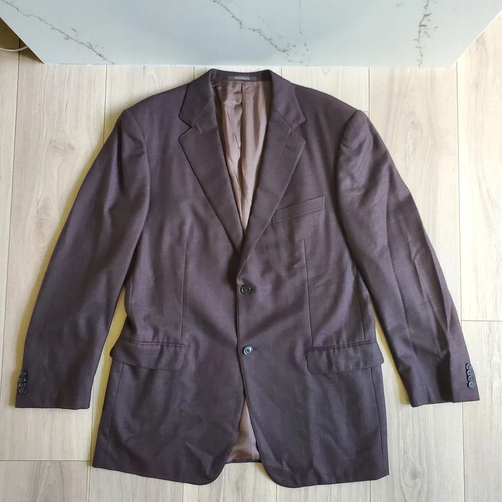 Ermenegildo Zegna Blazer Mens 44L Brown Wool Trofeo Neiman Marcus Sport Coat